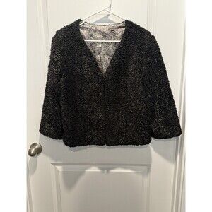 Chelsea & Violet Fuzzy Sweater‎ Bolero Jacket Large Black Jacket Formal L